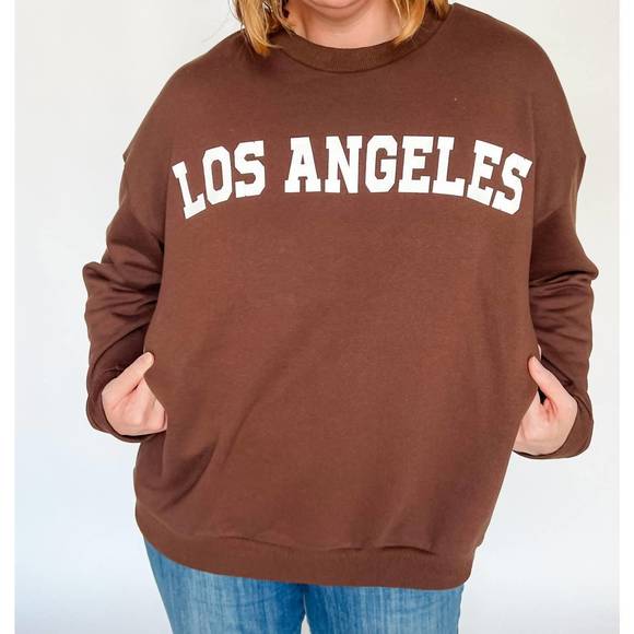 NEW PRETTY GARBAGE los angeles terry sweatshirt in brown - Picture 3 of 6
